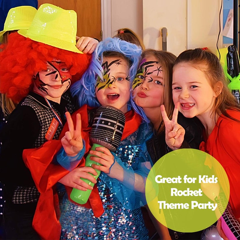 Novelty Place 12-Piece Inflatable Microphones - Assorted Colors, Giant Blow-Up Rock Star Microphones for 80s, 90s Musical Concert Party Favors (10 Inches) - Image 5